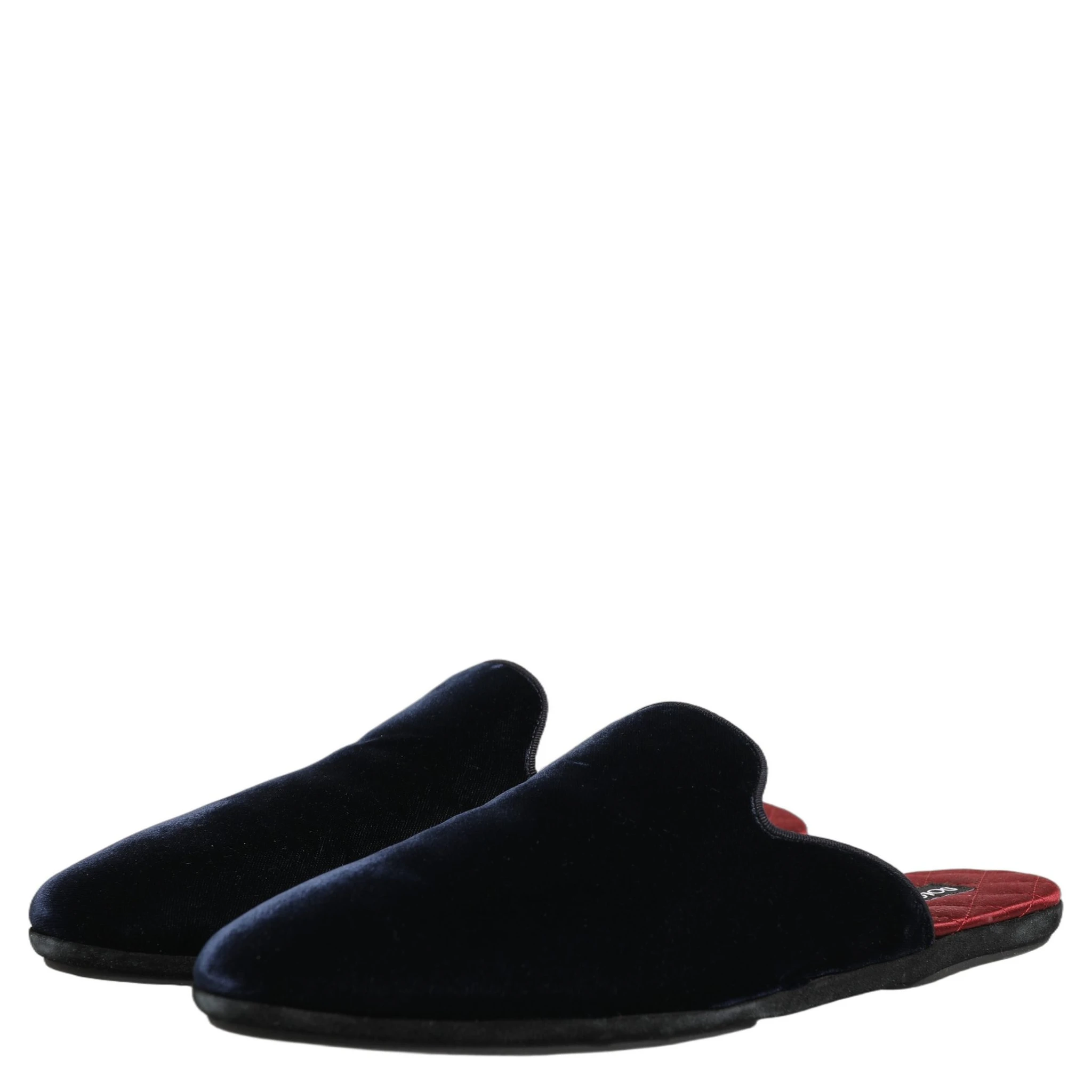 Dark Blue Suede Slides Flat Slipper Men Shoes