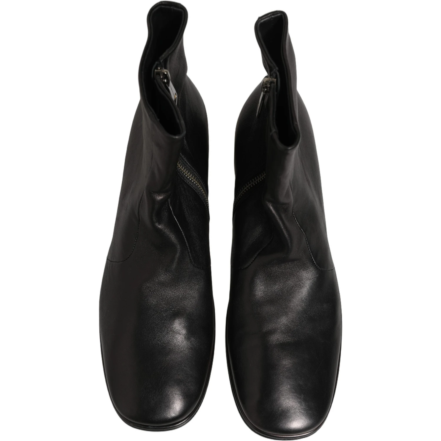 Black Leather Logo Short Ankle Boots Shoes