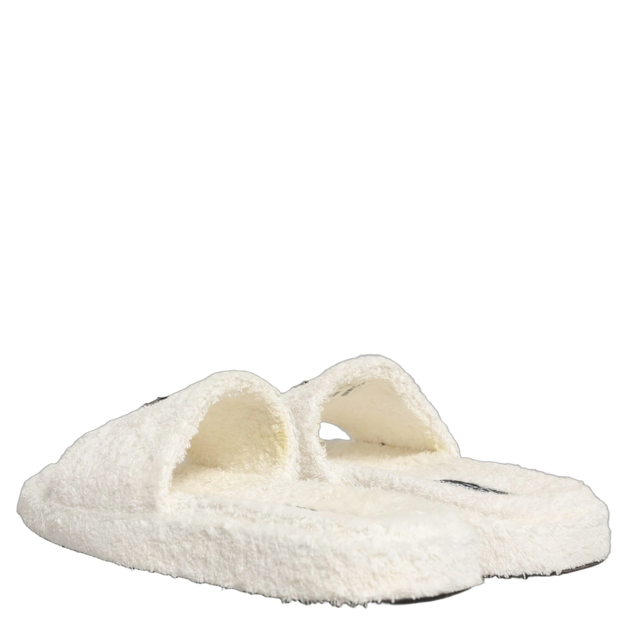 White Faux Fur Flats Men Slides Sandals Shoes