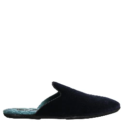 Dark Blue Suede Slides Flat Slipper Men Shoes