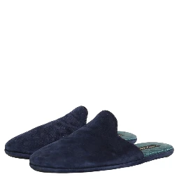 Blue Suede Slides Flat Slipper Men Shoes