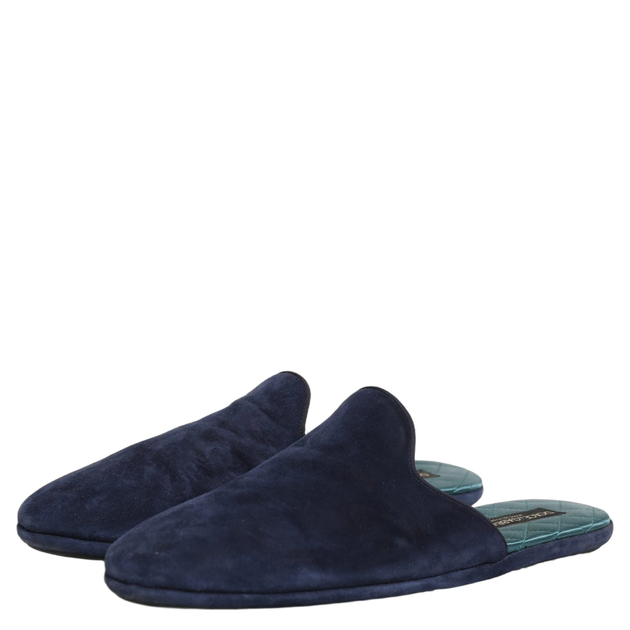 Blue Suede Slides Flat Slipper Men Shoes