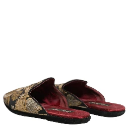 Black Floral Jacquard Flats Sandals Men Shoes