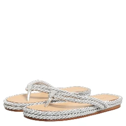 Silver Rope Slides Sandals Flip Flops Shoes