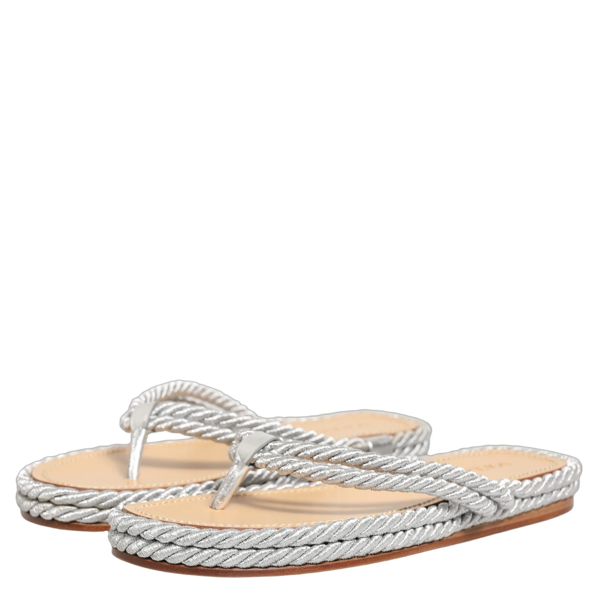 Silver Rope Slides Sandals Flip Flops Shoes