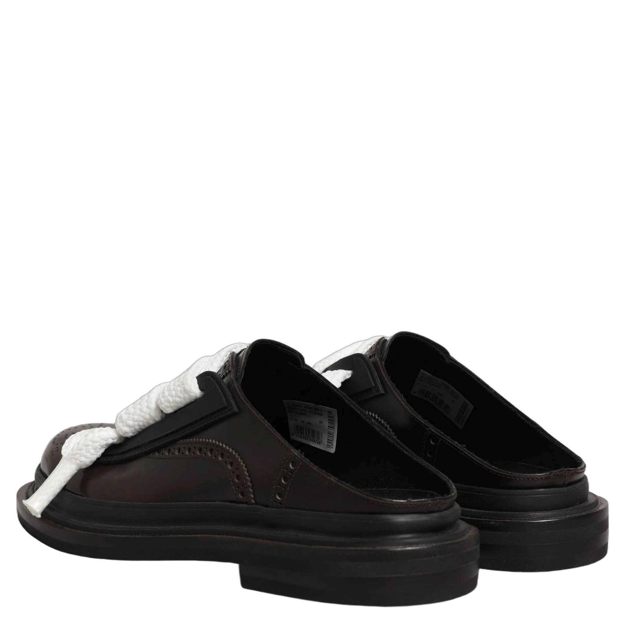 Brown Leather Slip On Flat Sandals Men Shoes