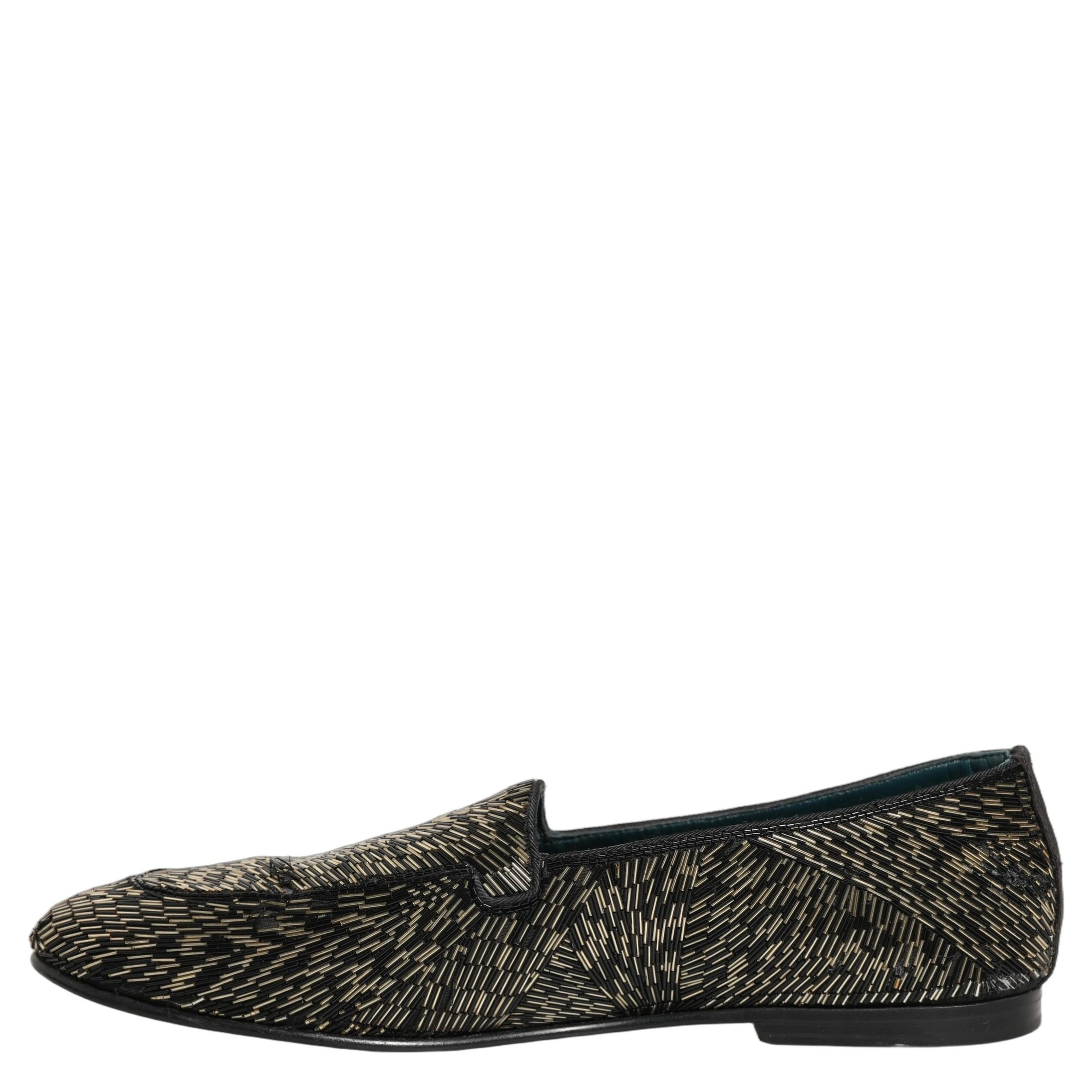 Black Silver Embellished Dress Loafers Shoes