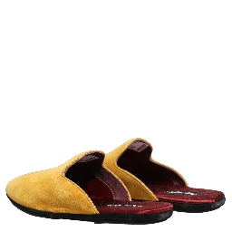 Yellow Suede Slides Flat Slipper Men Shoes
