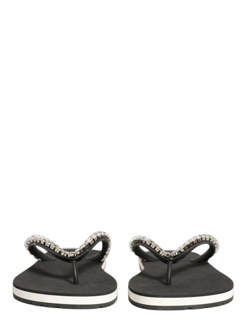 Black Embellished Rubber Flip Flops Men Shoes