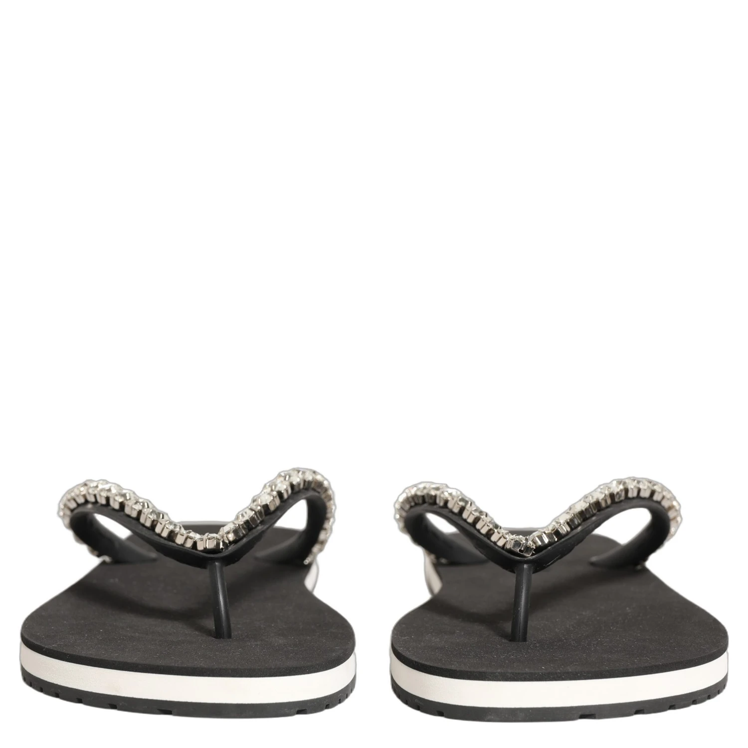 Black Embellished Rubber Flip Flops Men Shoes