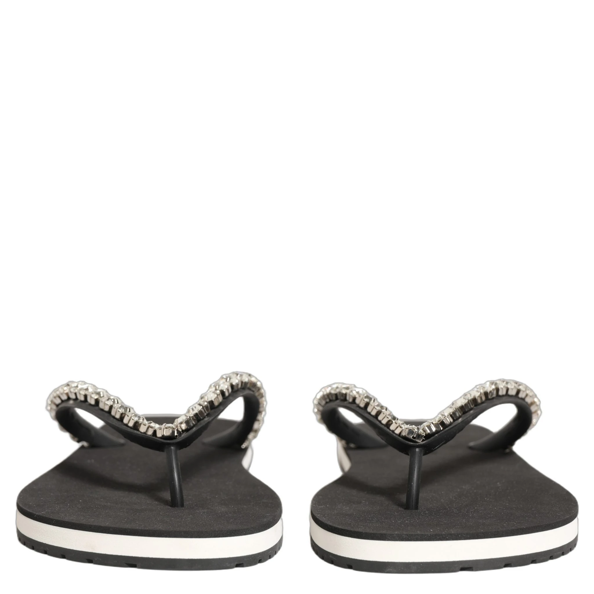 Black Embellished Rubber Flip Flops Men Shoes