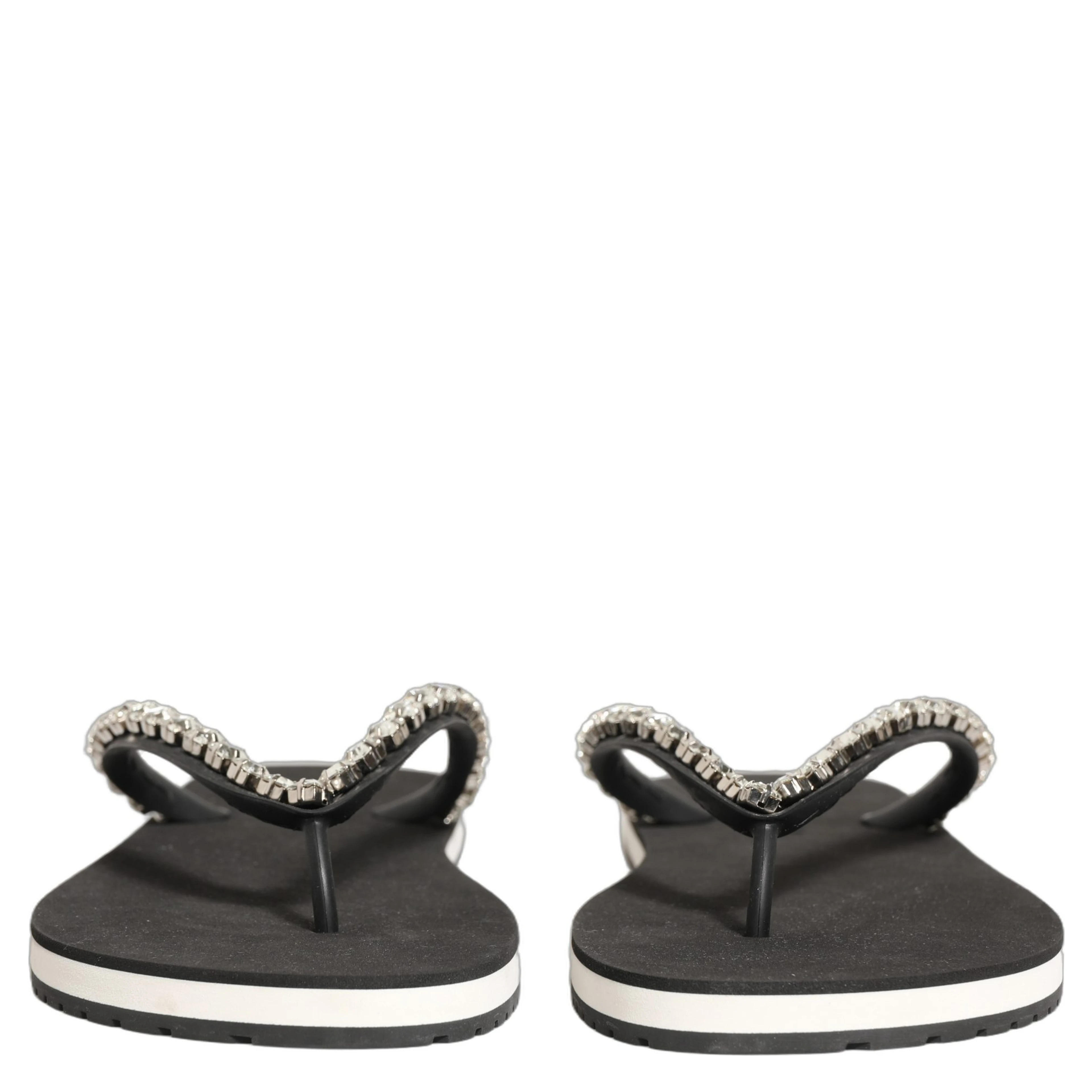 Black Embellished Rubber Flip Flops Men Shoes