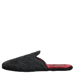 Black Floral Brocade Slides Slippers Shoes