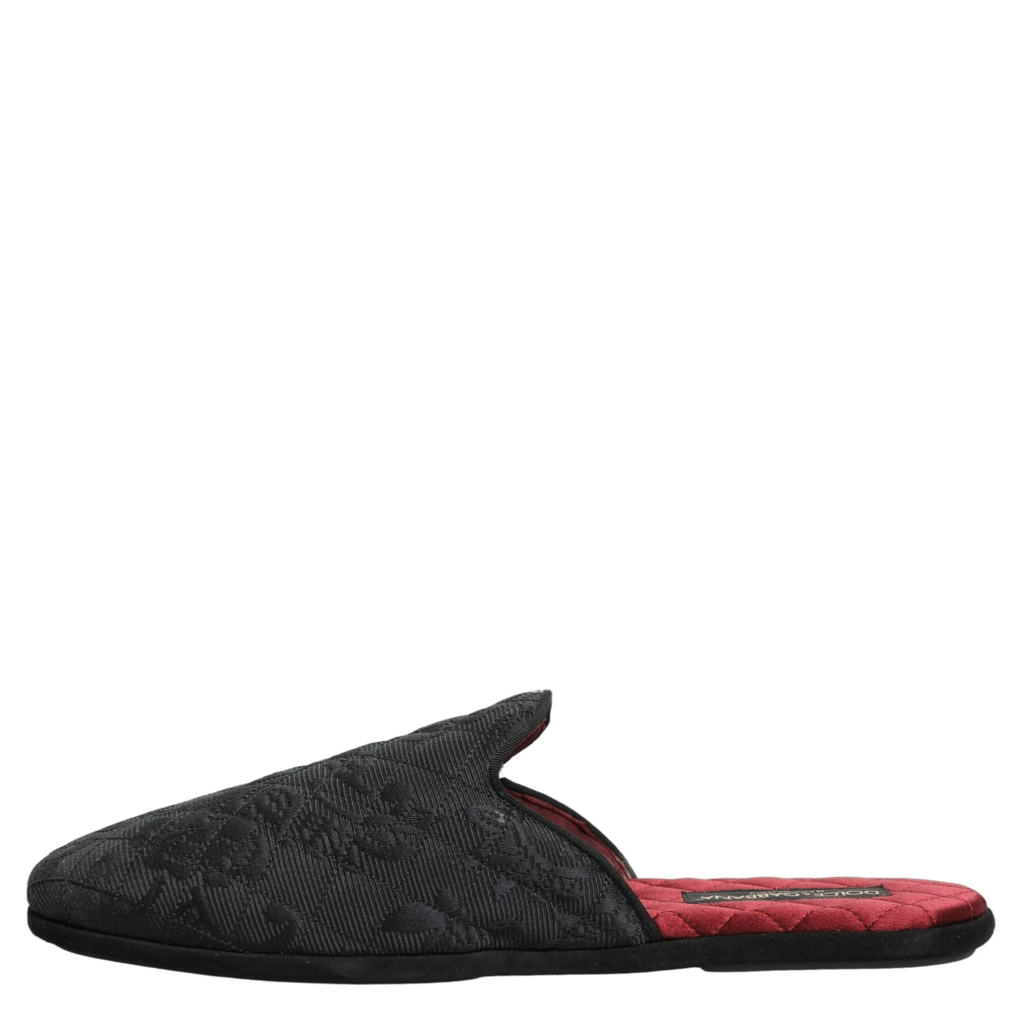 Black Floral Brocade Slides Slippers Shoes