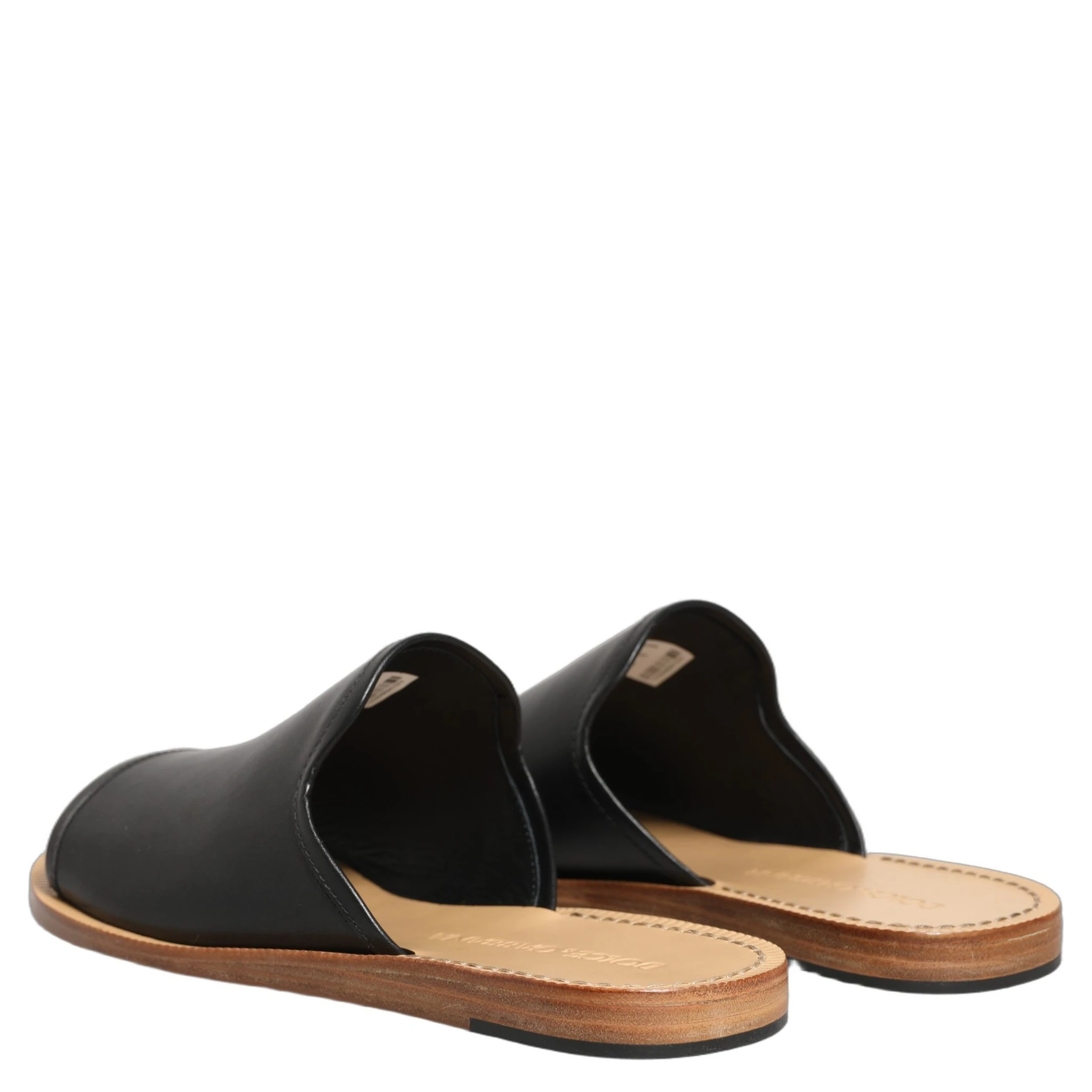 Brown Leather Slides Sandals Flats Men Shoes