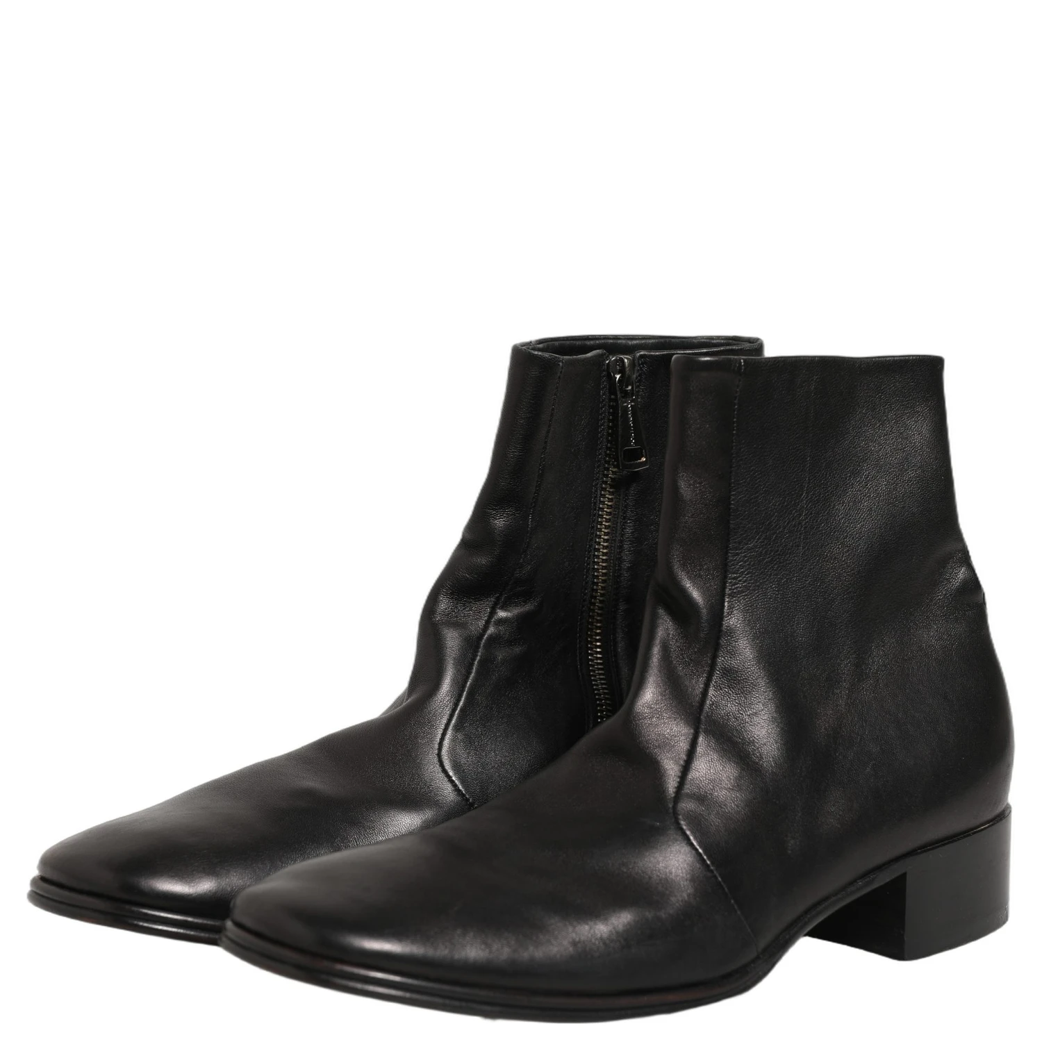 Black Leather Logo Short Ankle Boots Shoes