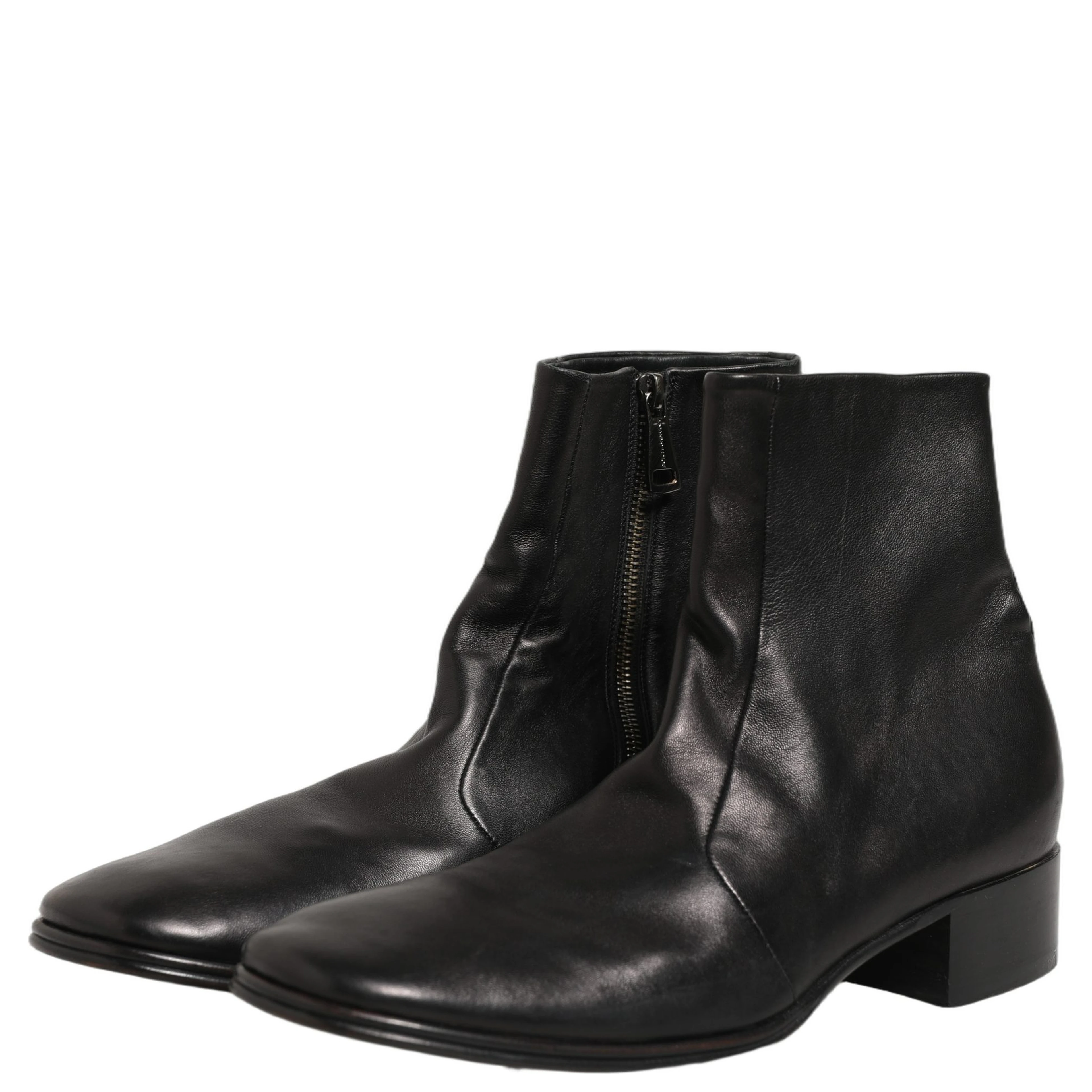Black Leather Logo Short Ankle Boots Shoes
