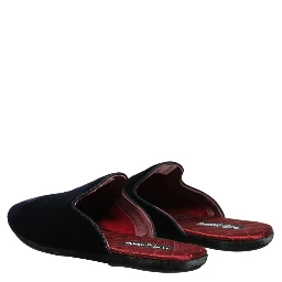 Dark Blue Suede Slides Flat Slipper Men Shoes