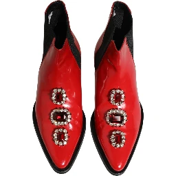Red Embellished Chelsea Men Ankle Boots Shoes