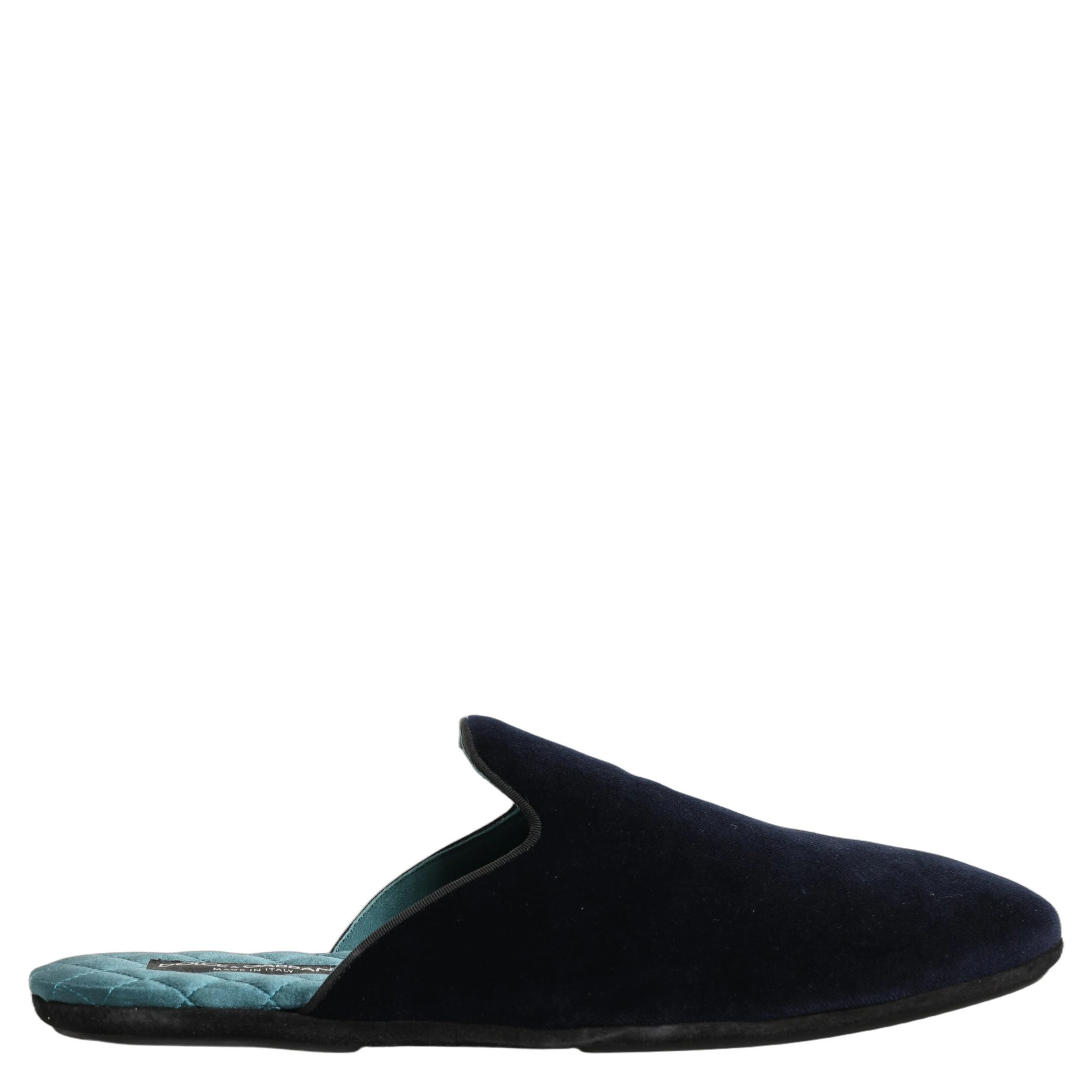 Dark Blue Suede Slides Flat Slipper Men Shoes