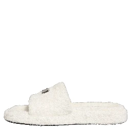 White Faux Fur Flats Men Slides Sandals Shoes