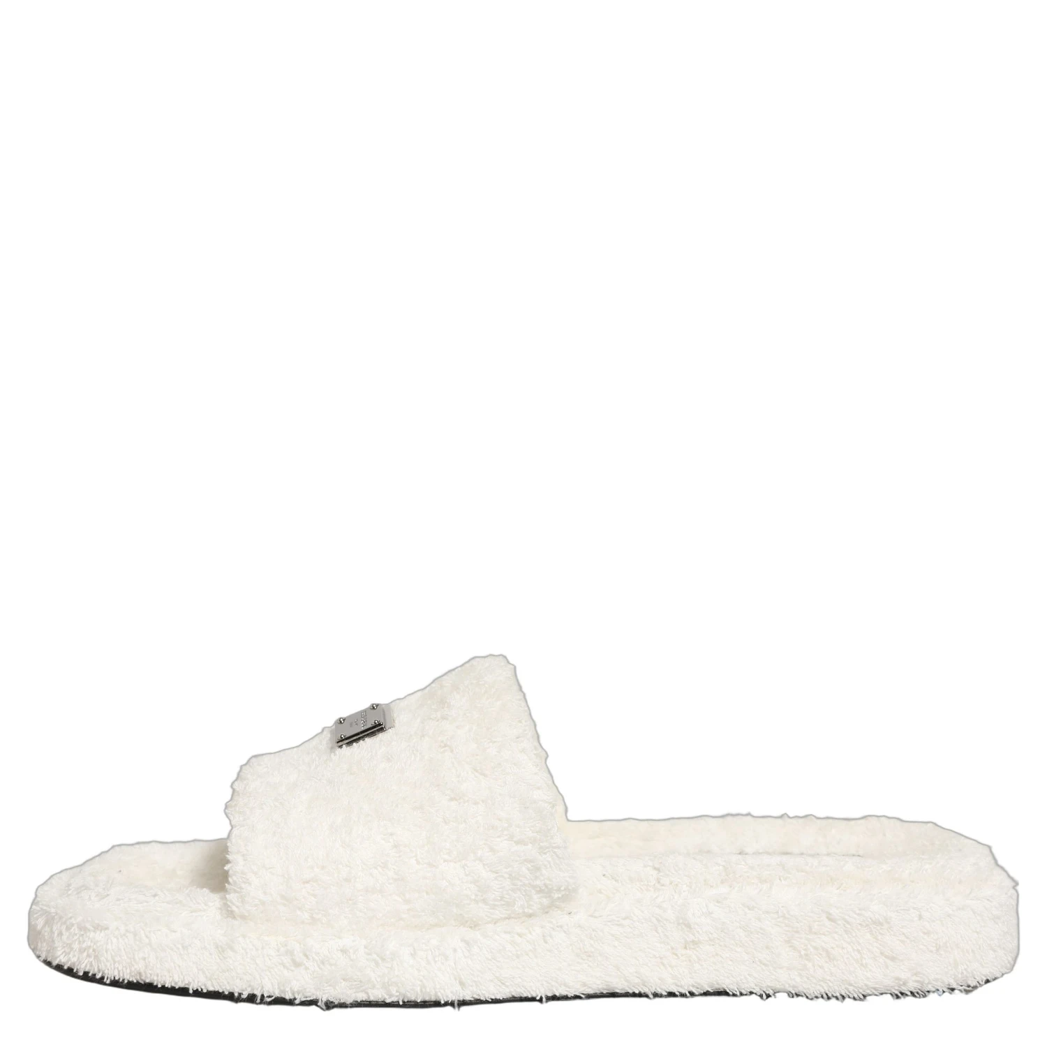 White Faux Fur Flats Men Slides Sandals Shoes