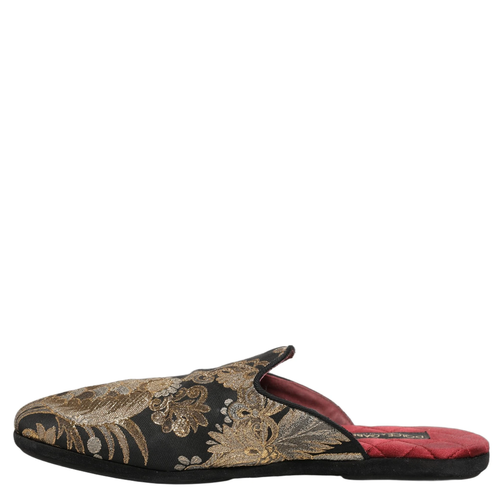 Black Floral Jacquard Flats Sandals Men Shoes