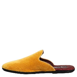 Yellow Suede Slides Flat Slipper Men Shoes
