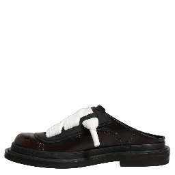 Brown Leather Slip On Flat Sandals Men Shoes