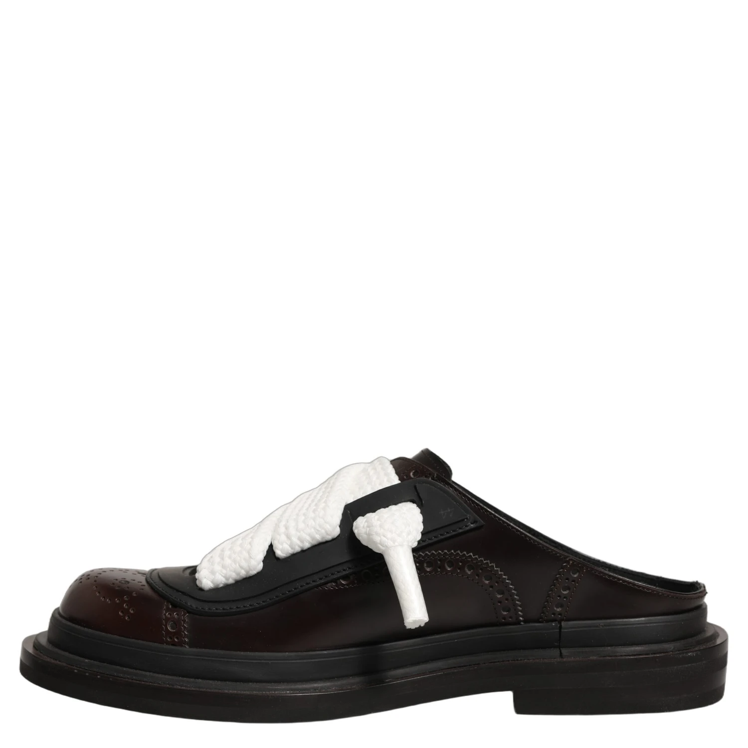 Brown Leather Slip On Flat Sandals Men Shoes