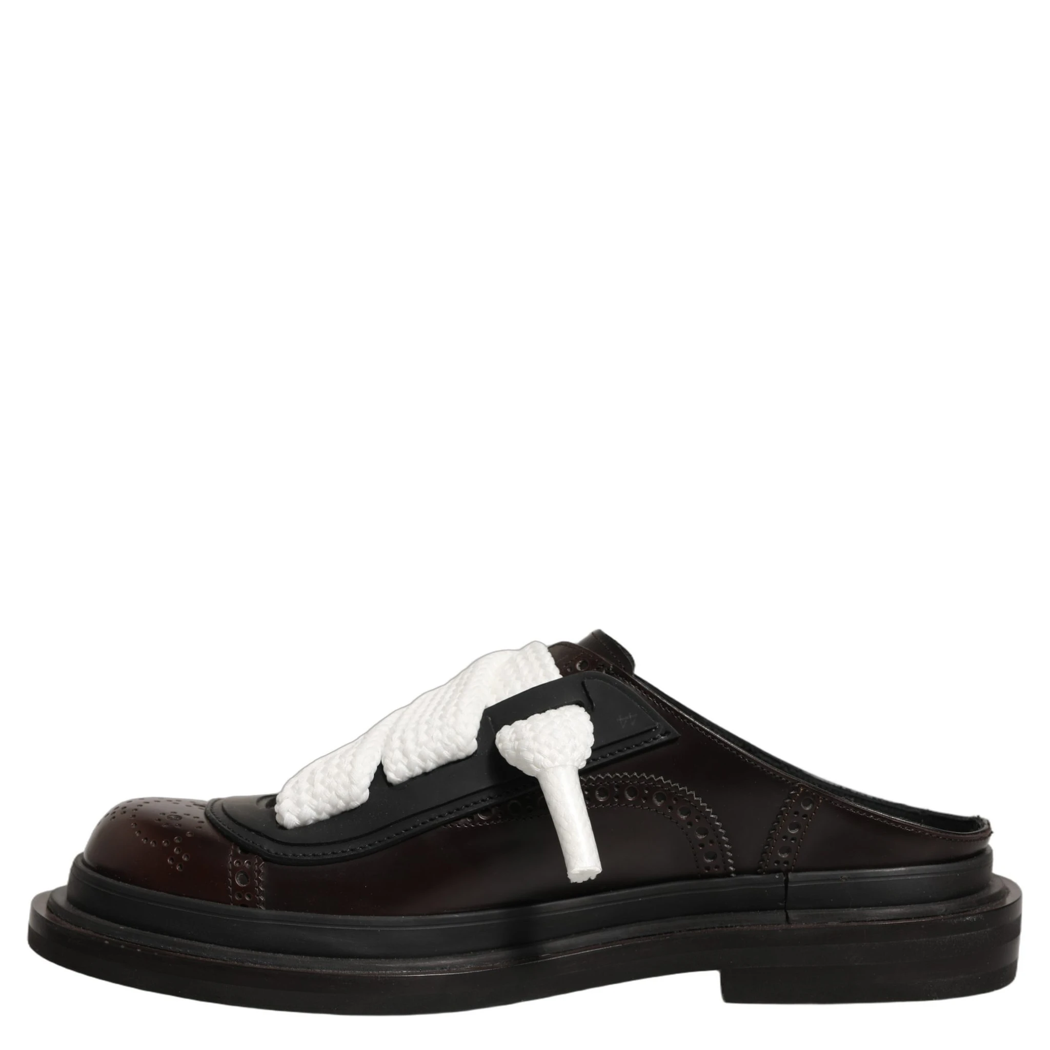 Brown Leather Slip On Flat Sandals Men Shoes