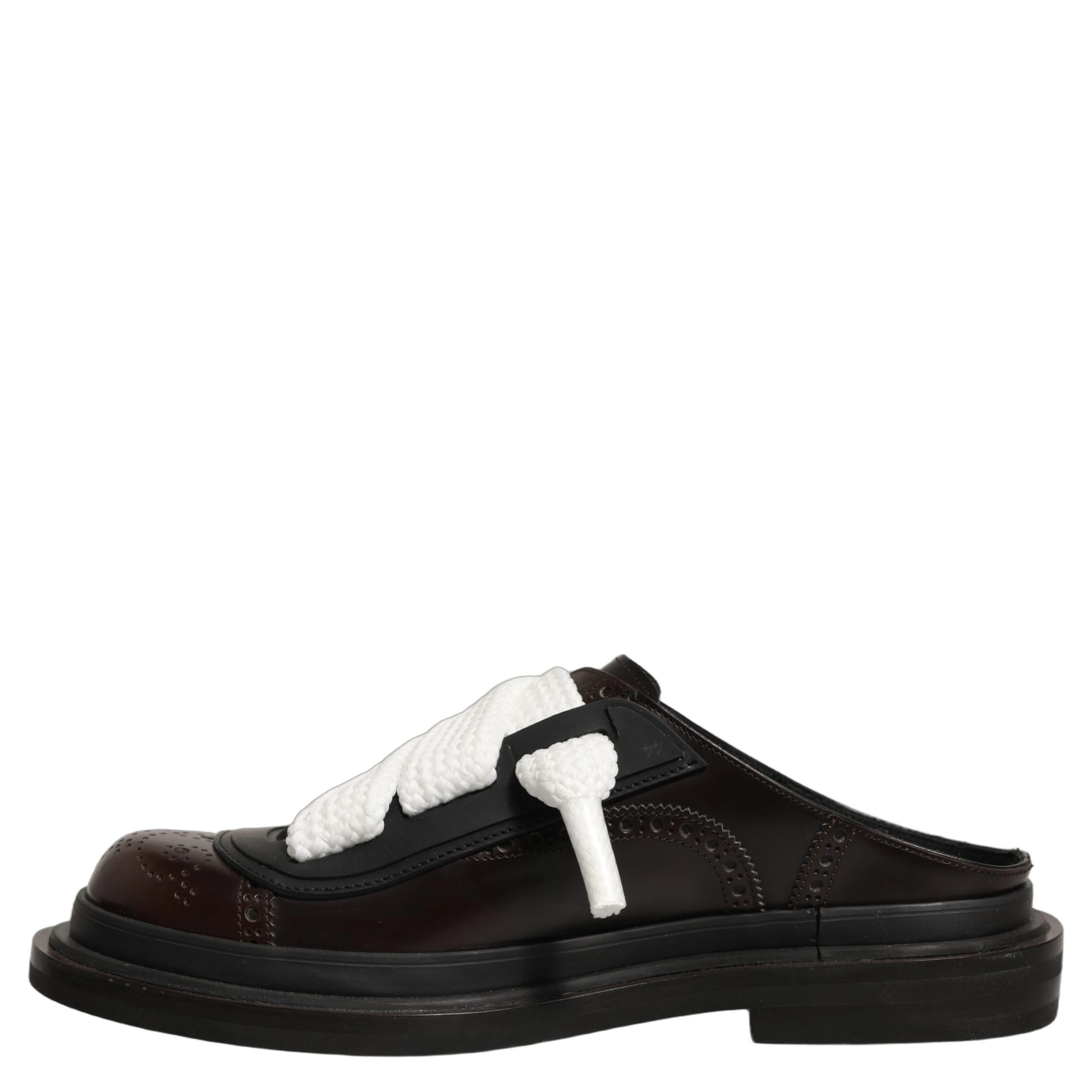 Brown Leather Slip On Flat Sandals Men Shoes