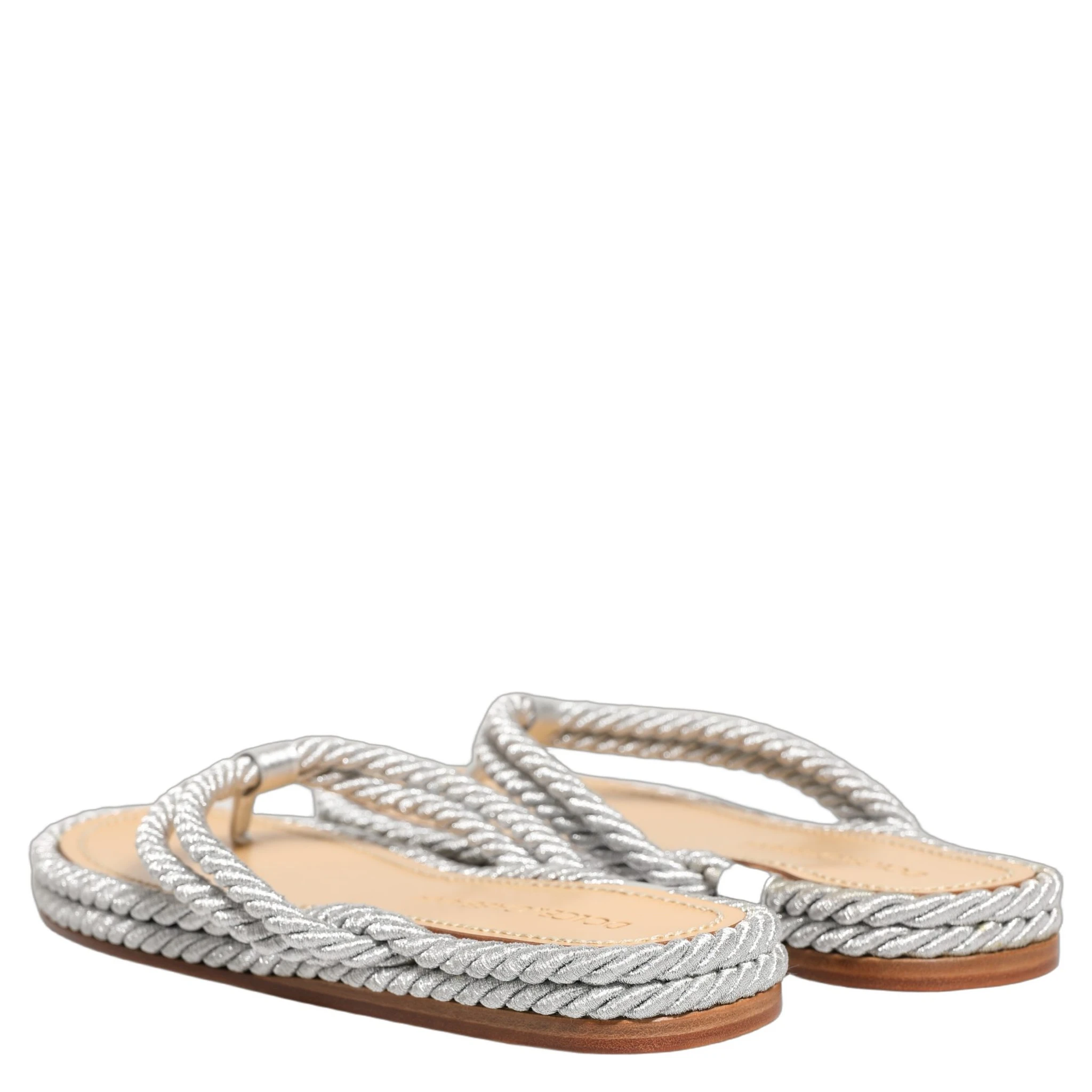 Silver Rope Slides Sandals Flip Flops Shoes