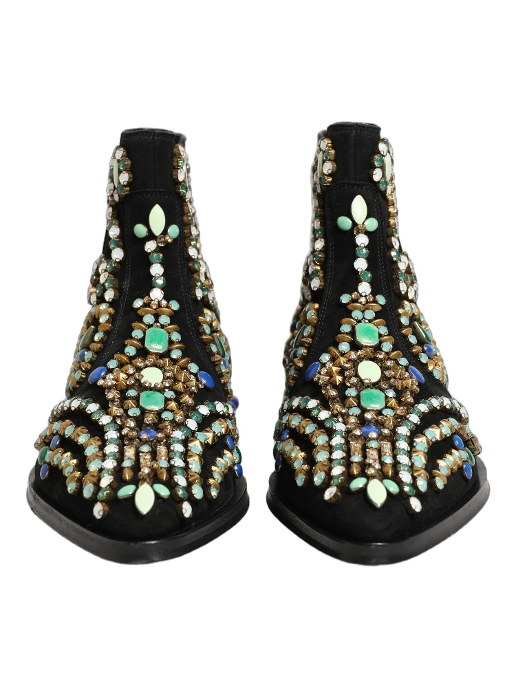 Black Embellished Chelsea Ankle Boots Shoes