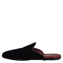 Dark Blue Suede Slides Flat Slipper Men Shoes