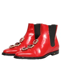 Red Embellished Chelsea Men Ankle Boots Shoes