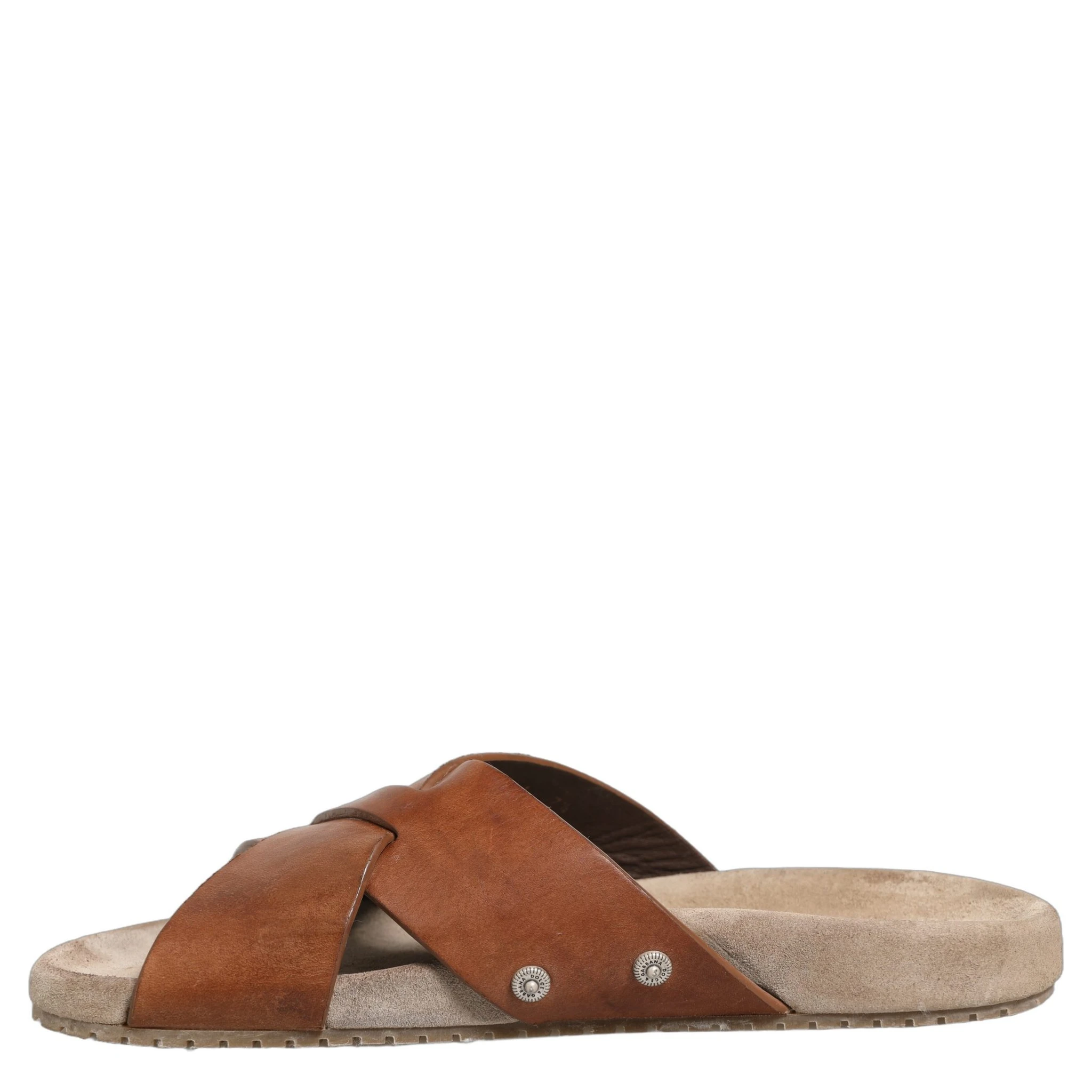Brown Calf Leather Slides Sandals Shoes