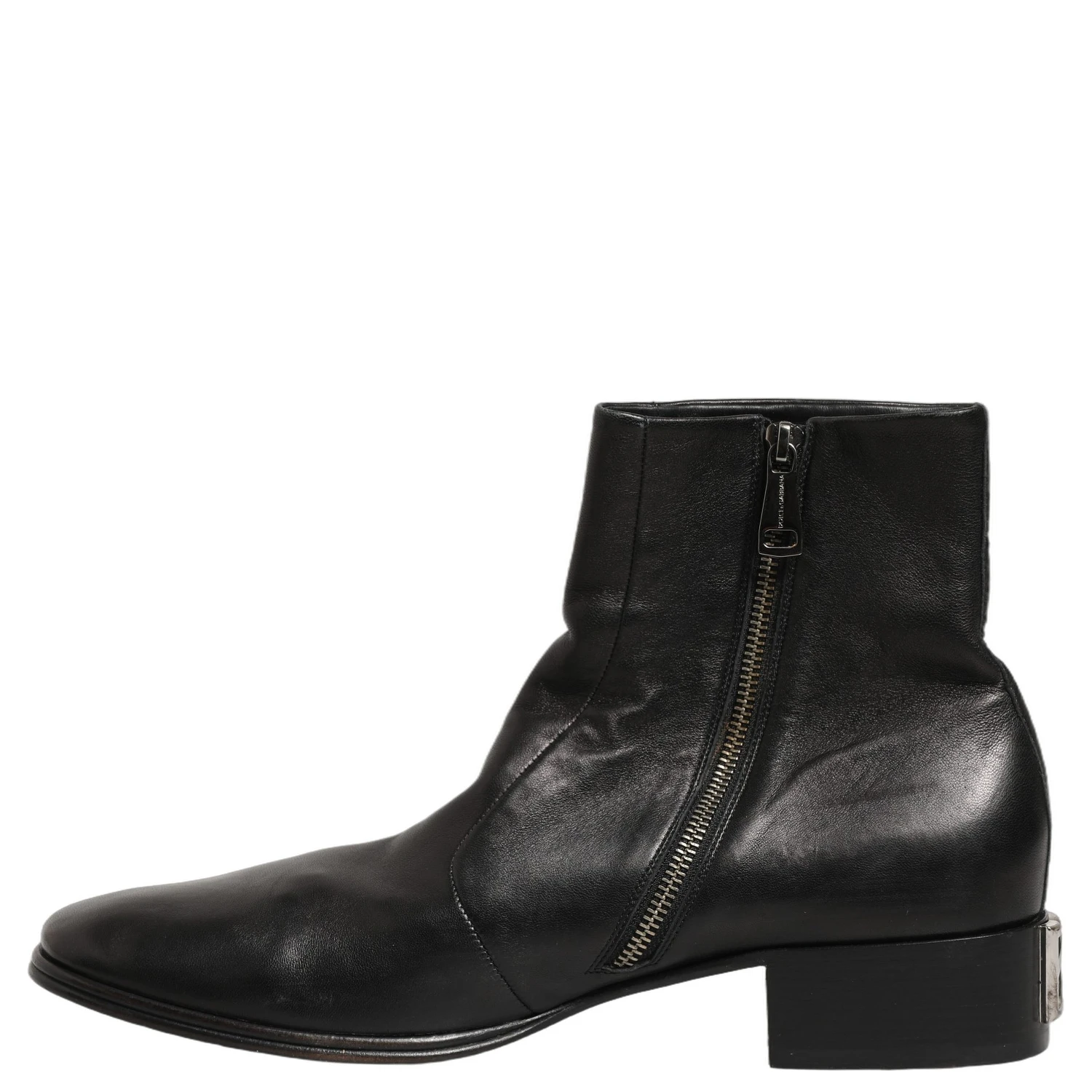Black Leather Logo Short Ankle Boots Shoes