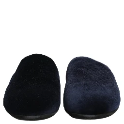 Dark Blue Suede Slides Flat Slipper Men Shoes