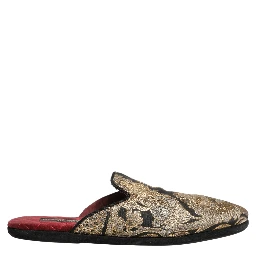 Black Floral Jacquard Flats Sandals Men Shoes