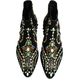 Black Embellished Chelsea Ankle Boots Shoes