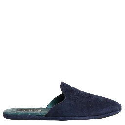 Blue Suede Slides Flat Slipper Men Shoes