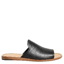 Brown Leather Slides Sandals Flats Men Shoes