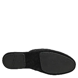 Black Floral Brocade Slides Slippers Shoes