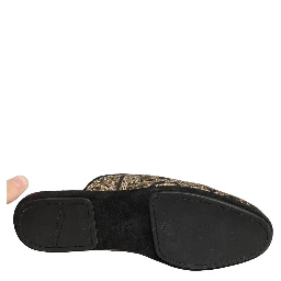 Black Floral Jacquard Flats Sandals Men Shoes