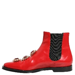 Red Embellished Chelsea Men Ankle Boots Shoes