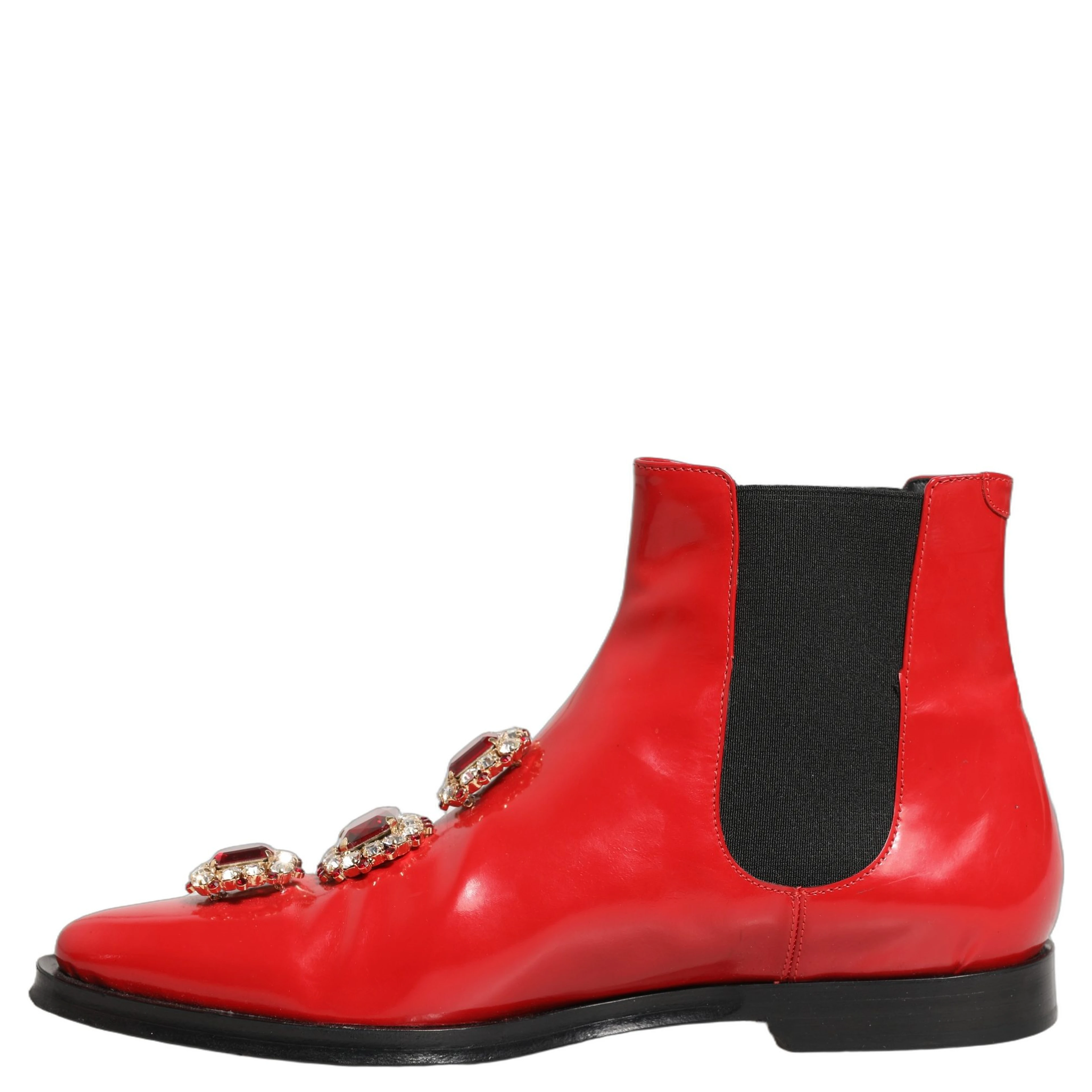 Red Embellished Chelsea Men Ankle Boots Shoes