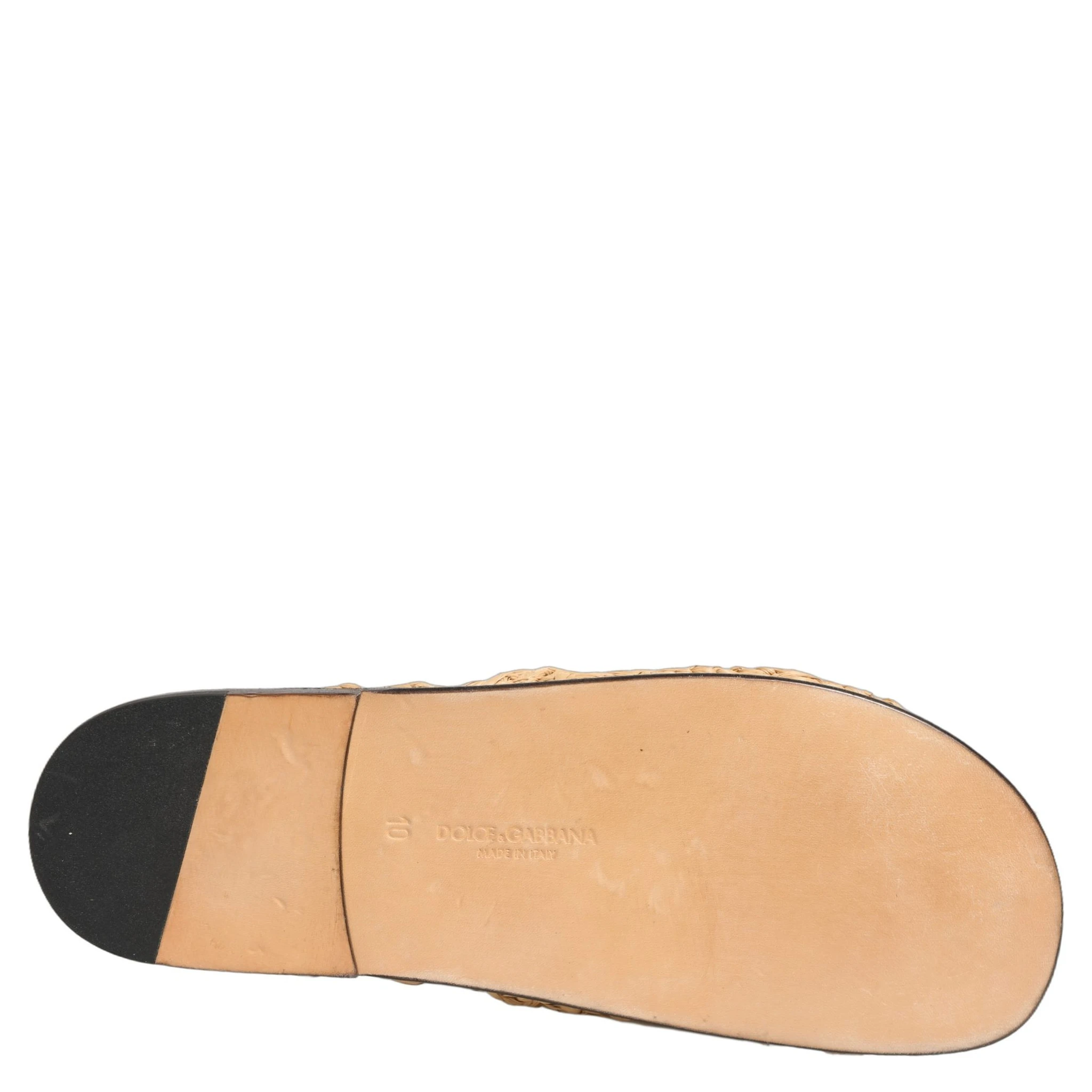 Beige Straw Raffia Slides Sandals Flats Shoes