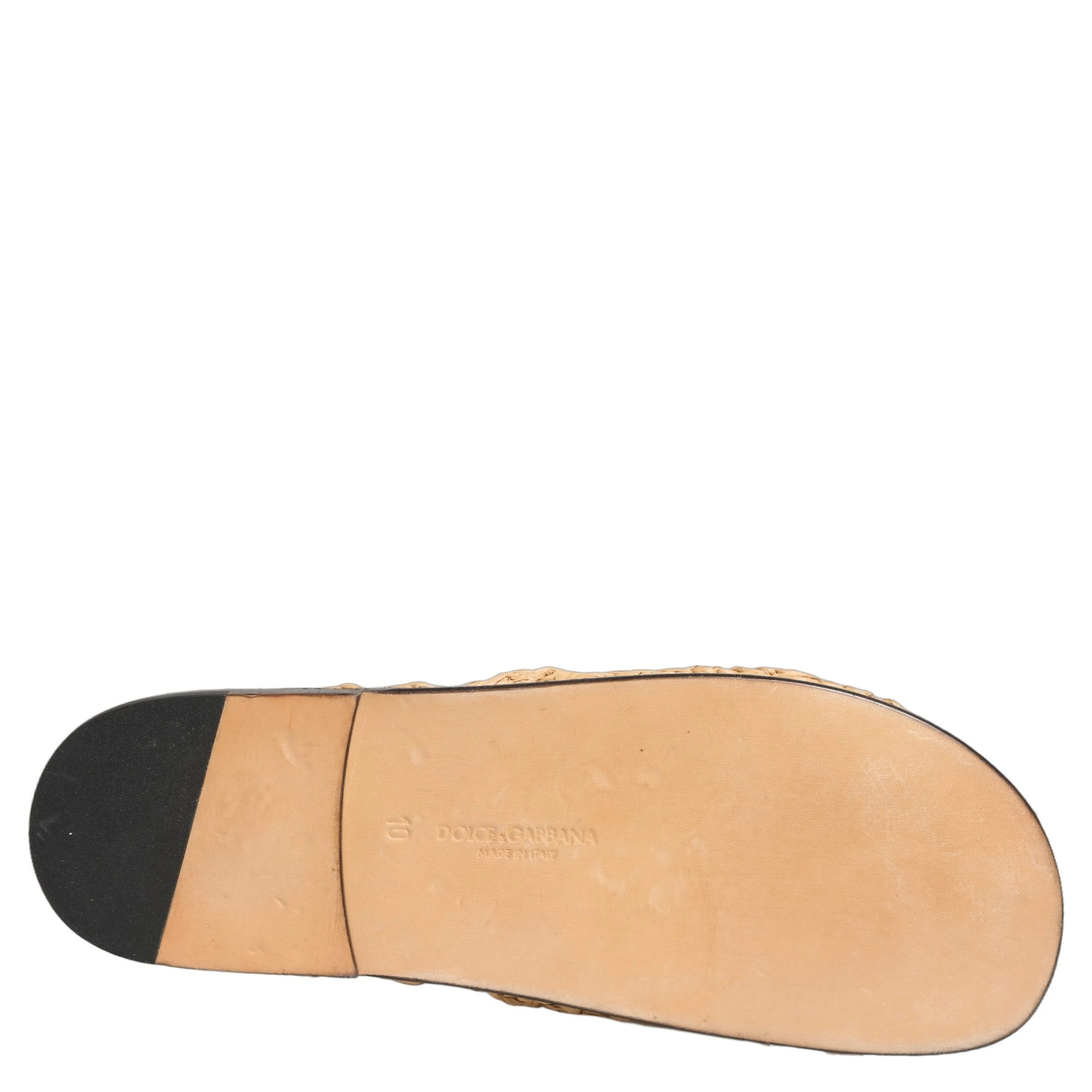 Beige Straw Raffia Slides Sandals Flats Shoes