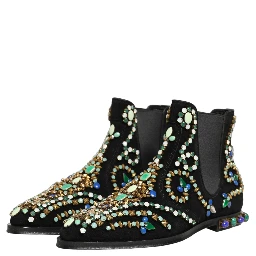Black Embellished Chelsea Ankle Boots Shoes